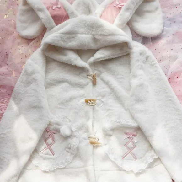 Bunny Hooded Sweater Coat | Women's Cute Sherpa Fuzzy Winter Warm Fleece #35 - Picture 5 of 9